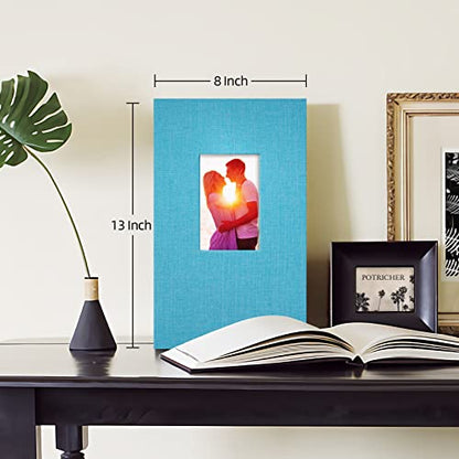 potricher Linen Photo Album for 4x6 Inch Photos, 300 Pockets, Blue | Linen Cover, Small Capacity 4x6 Picture Albums with Horizontal Pockets, 4x6 Photo Book for Family, Wedding, Baby, Anniversary - color: Blue