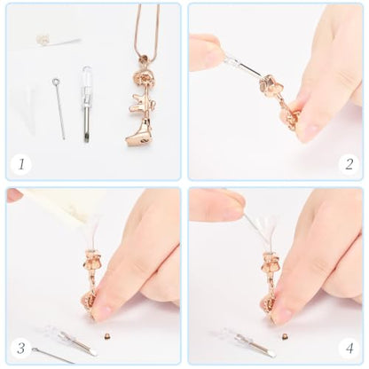 Cremation Jewelry Military Shoes Hats Guns Urn Necklace for Ashes Stainless Steel Military Equipment Pendant Memorial Necklaces Ash Holder for Human Pets Keepsake Jewelry of Loved Ones with Fill Tool - color: Rosegold