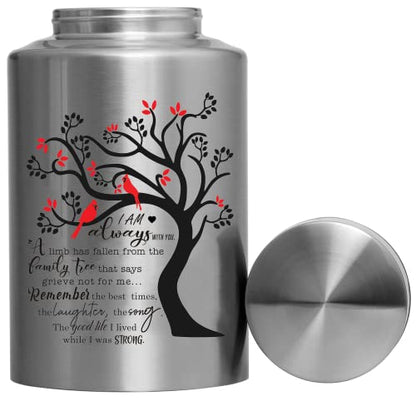 Cremation Urns for Human Ashes Adult Male Female Large Decorative Urn Cardinal Birds Urn up to 220lbs Memory Funeral Burial Urns for Human Ashes(Cardinals Red Leaves) - size: Cardinals Red Leaves