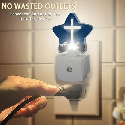 Cross Heaven Plug-in Night Light with Dusk-to-Dawn Sensor for Bedroom,Bathroom and Living Room Sleep Friendly lamp for Women/Girls/Boys Gift,0.5W - color: Cross Heaven