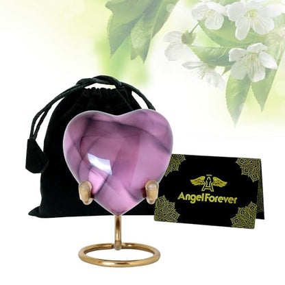 Heart Urn with Stand & Box Keepsake Urn for Human Ashes Mini Cremation Urn for Men & Women (Baby Pink) - color: Baby Pink
