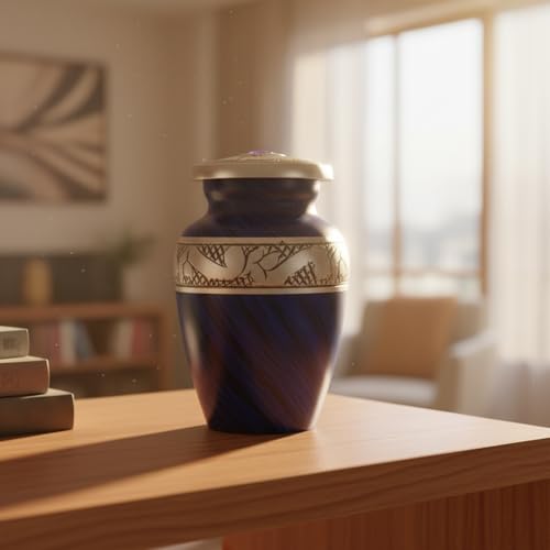 Eternal Blue Small Urns for Human Ashes – Adult Female & Male Memorial Includes 1 Keepsake Urn - color: Eternal Blue Single Mini Urn Set