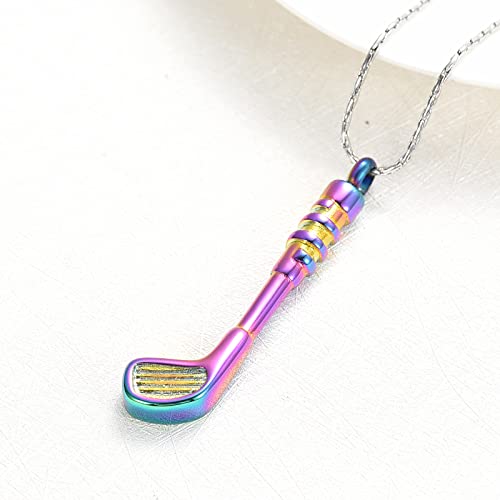 constantlife Cremation Golf Clubs Jewelry for Ashes Urn Necklace Keepsake 316L Stainless Steel Memorial Pendant - color: Colorful