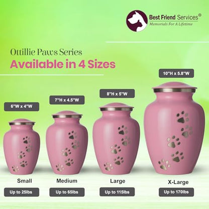 Ottillie Legacy Pink/Pewter/Vert Urn, up to 115lbs - color: Ardent Pink, Vertical Pewter Paws, size: Large