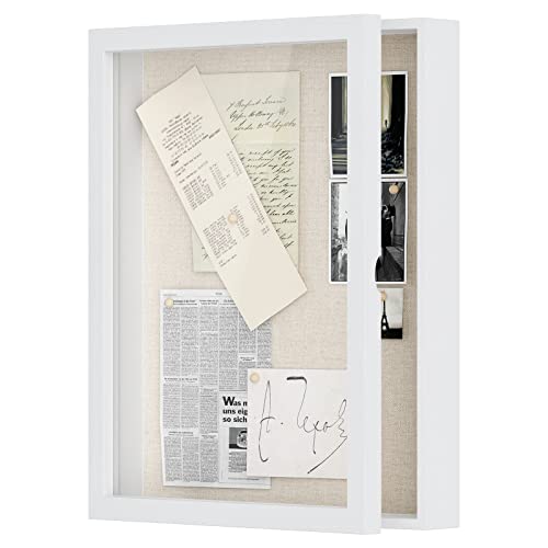 Love-KANKEI Deep Large Shadow Box 13x16.5,Solid Wood Frame,Memory Box,White - color: White, size: 13 x 16.5