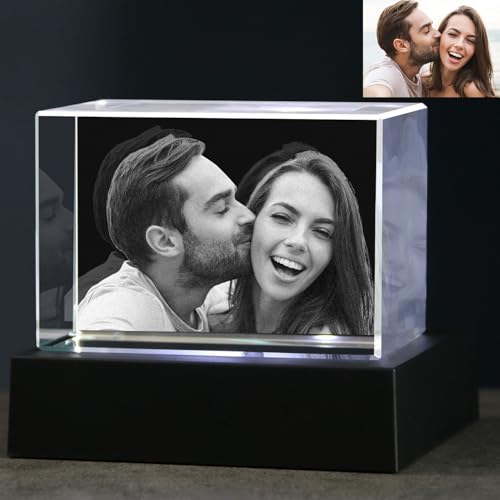 3D Photo Crystal,Personalized Gift for Women Wife Mom Men,Custom Birthday,Anniversary,Memorial Gift,3D Picture in Crystal,Laser Engraved Picture Crystal Keepsake - color: Rectangle, size: Small
