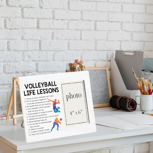 Volleyball Life Lessons Picture Frame, Volleyball Gifts for Girls Players | Inspirational Volleyball Wooden Picture Frame for 4 x 6 in Photo, Volleyball Team Coach Gifts for Men Women - color: VOLLEYBALL