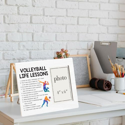 Volleyball Life Lessons Picture Frame, Volleyball Gifts for Girls Players | Inspirational Volleyball Wooden Picture Frame for 4 x 6 in Photo, Volleyball Team Coach Gifts for Men Women - color: VOLLEYBALL