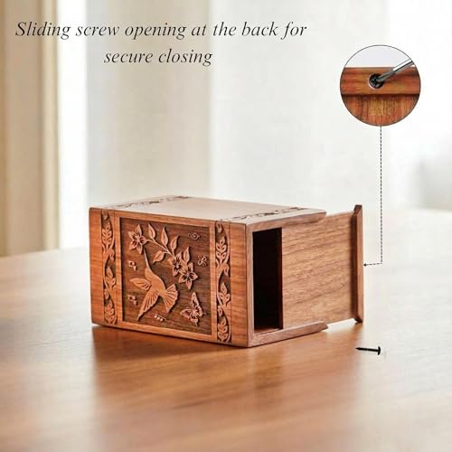 Cremation Urns for Human Ashes Adult Male Female - Wooden Humming Bird Funeral Cremation Urn Hand-Crafted - Burial Funeral Memorial Urns for Ashes (Large) - size: Large