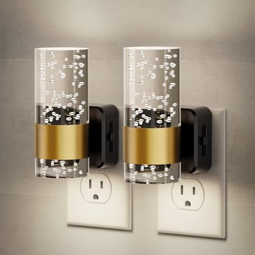 JandCase Night Light, Night Lights Plug into Wall, 2 Pack Dimmable LED | Night Light with Adjustable Brightness, Automatic Night Lights Plug in, Auto Light Sensor, 5000K for Bathroom Hallway Decor - color: Gold-5000K, size: 2 Pack