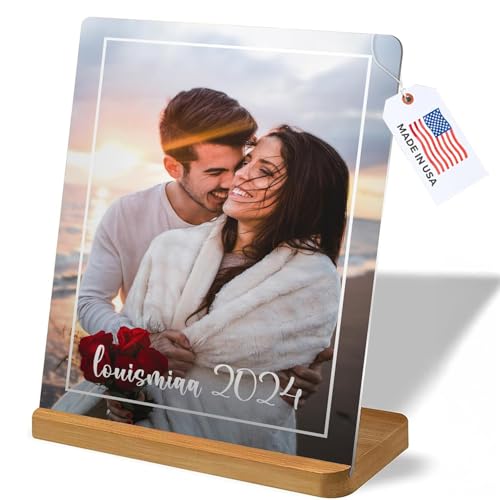 LOUISMIAA Custom Metal Picture Frame Prints,Personalized Photo Frames with Easel,Customized Metal Collage Picture Frame Gift for Family, Lover and Friend,Couple - color: StyleF
