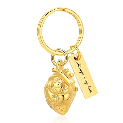 XSMZB Heart Cremation Jewelry Ashes Pendant for Human Pet Funeral Urn Necklace for Ashes Women Men Memorial Urn Jewelry - color: Gold Keychain