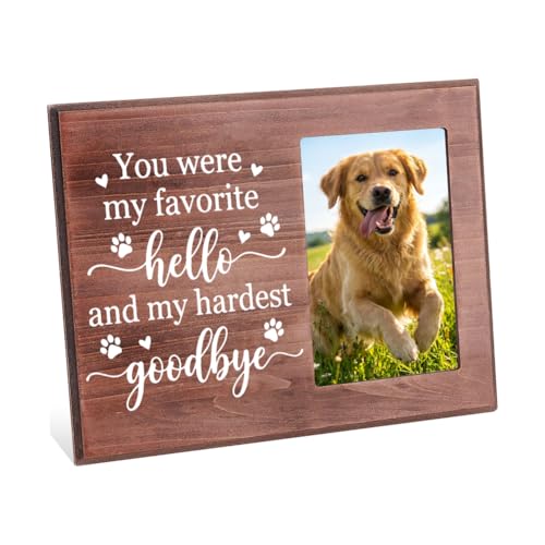 Pet Memorial Photo Frame - You were My Favorite - Wooden Dog Memorial Picture Frame 10×7.7Inch Loss of Pet Remembrance Gift with Quotes for Loved Ones Lost Sympathy Gift