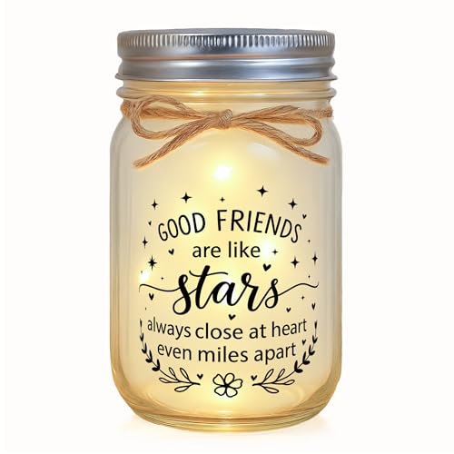 Friendship Gifts for Women, Birthday Christmas Thankgiving Holiday Gifts for Best Friend Woman, Mason Decorative Jar Night Lights for Friends Sister - style: Friends