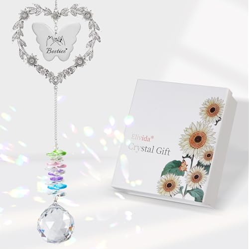 Best Friend Friendship Suncatcher Gifts for Women, Bestie Crystal Ornament | Indoor Window Hanging Decor Gift for Best Friend, Unique Heart Shaped Sun Catcher for BFF Birthday, Graduation, Farewell - style: Friendship Gift