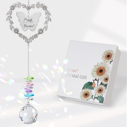 Best Friend Friendship Suncatcher Gifts for Women, Bestie Crystal Ornament | Indoor Window Hanging Decor Gift for Best Friend, Unique Heart Shaped Sun Catcher for BFF Birthday, Graduation, Farewell - style: Friendship Gift