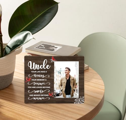 Uncle Memorial Wooden Picture Frame, In Loving Memory Remembrance Photo Frame Gifts for Uncle, Bereavement Sympathy Wooden Frame for Loss of Uncle, 4x6 inch Photo - style: Uncle Remembrance Memorial