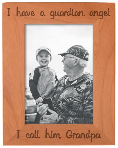 ThisWear Bereavement Grandpa Have Guardian Angel Wood Frame - Portrait 5x7 | Sentimental Photo Frame, Laser Engraved, Holds 5x7 Photo, Grandpa Memorial Frame - size: 5x7 Photo - Portrait
