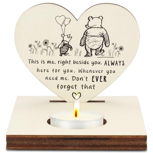 Always Here for You Candle Holder, Winnie Pooh Inspired Heart Tealight with Don't Ever Forget that Quote, Friendship Gift for Support Comfort Encouragement, Christmas Candlestick Holders-LATZ15 - color: Wood This is Me