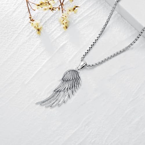Angel Wings Necklace 925 Sterling Silver Guardian Angel Nurse RN Caduceus Pendant Charm Crystal Angel Jewelry Gifts for Women - style: C-Angel Wing