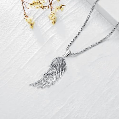 Angel Wings Necklace 925 Sterling Silver Guardian Angel Nurse RN Caduceus Pendant Charm Crystal Angel Jewelry Gifts for Women - style: C-Angel Wing