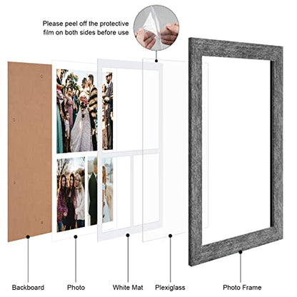 11x16 Collage Frame, 2 Open 5x7&1 Open 8x10 Photo Frame Collage - color: Grey, size: 11x16 - (2 open5x7+1 open8x10）