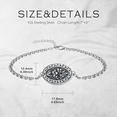 Birth Flower Photo Locket Bracelet 925 Sterling Silver 12 Month Locket Bracelet with Picture Birth Flower Photo Jewelry Gifts for Women Mother Mom Daughter - style: 05-May-Lily