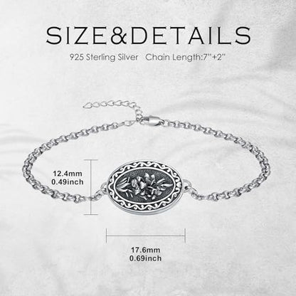 Birth Flower Photo Locket Bracelet 925 Sterling Silver 12 Month Locket Bracelet with Picture Birth Flower Photo Jewelry Gifts for Women Mother Mom Daughter - style: 05-May-Lily-Custom