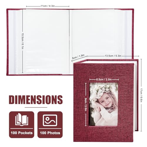 Photo Album 4x6 100 Pockets, Linen Cover Top Loader Vertical, Slip-in Picture Red Pockets Albums for Wedding, Family, Anniversary, Baby, Vacation - color: Red, size: 100 Pockets