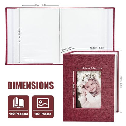 Photo Album 4x6 100 Pockets, Linen Cover Top Loader Vertical, Slip-in Picture Red Pockets Albums for Wedding, Family, Anniversary, Baby, Vacation - color: Red, size: 100 Pockets