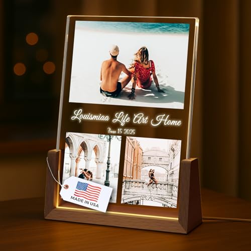 LOUISMIAA Customized Picture Frames with Night Light,Decorative Plaque Anniversary Birthday Mother’s Day Father’s Day Valentine’s Personalized Gifts for Boyfriend Girlfriend Couple Same Day Shipping - color: Style 04