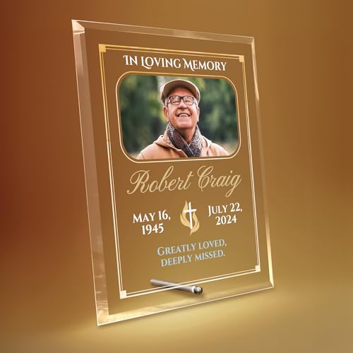 8"x10" Personalized Memorial Glass Plaque, Custom Glass Plaque for Loss of Loved One, Keepsake Sympathy Gift and Celebration of Life Décor (Design 6) - color: Design 6 (8x10), size: 8"x10"