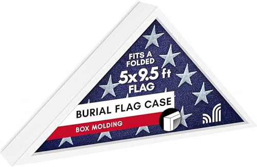 Americanflat Large Flag Display Case for Folded 5x9.5' Burial Flags - Engineered Wood Display Box for Wall or Tabletop - Silhouette Collection - White - color: White, style: 5x9.5 Burial Flag