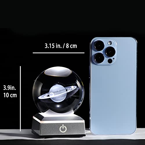 3D Saturn Crystal Ball, Astronomy Physics Science Gifts Planet Lamp, 3.15'' - color: Saturn