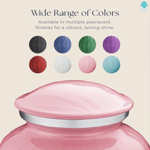 Embrace Adult Personalized Doves Cremation Urns for Human Ashes I Large Picture Pearl Light Pink Funeral Urn for Adult Men and Women with Double Side Engraving I 200 lbs - color: _Pearl Pink (Double Sided)
