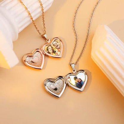 Locket Necklace Holds Pictures Alphabet Initial Letter Love Heart Lockets Photo Memory Locket Necklaces Birthday Gifts - color: Gold, style: AA