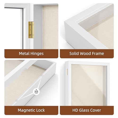 Love-KANKEI Deep Large Shadow Box 13x16.5,Solid Wood Frame,Memory Box,White - color: White, size: 13 x 16.5