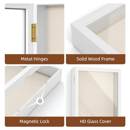 Love-KANKEI Deep Large Shadow Box 13x16.5,Solid Wood Frame,Memory Box,White - color: White, size: 13 x 16.5