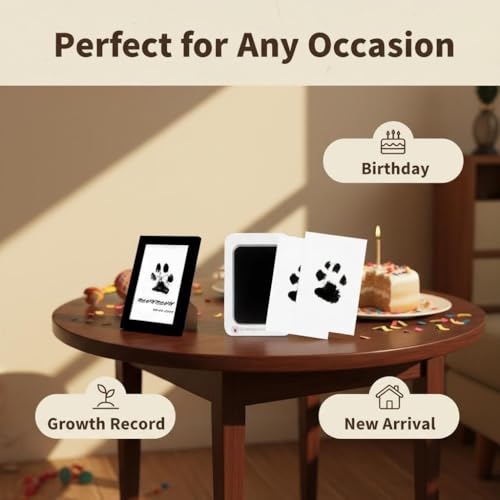 Inkless Paw Print Kit for Dogs - Mess-Free Dog Paw Print Kit, Pet Paw Impression Kit for Cats & Babies, Clean Touch Dog Print Kit with Ink Pad & Wooden Frame, Keepsake Gift for Pet Lovers & New Moms