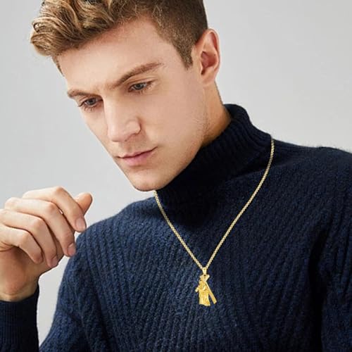 Crucifix Necklace for Men 925 Sterling Silver Jesus Cross Necklace Crucifix Cross Pendant Protection Jewelry for Men Women - style: A04-Carrying Cross-Gold