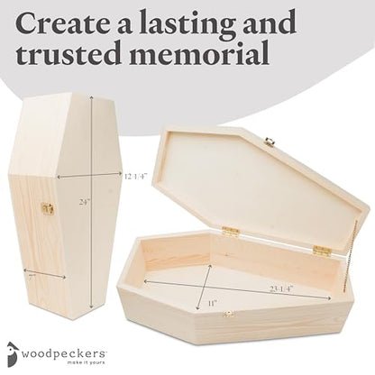 Pet Casket, Wooden Pet Burial Box, 24" Loving Dog Memorial, Strong and Safe Pet Coffin, Dignified Dog Casket, Hinged Lid Cat Casket, Baltic Birch Dog Burial Box - size: 24 inch