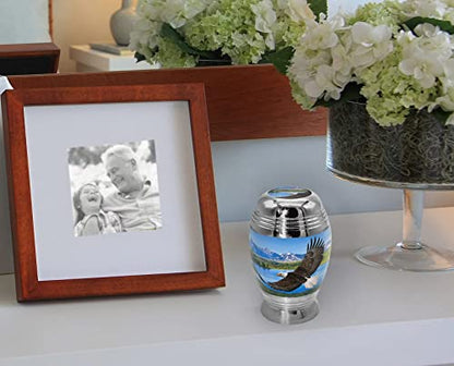 Eagle Keepsake Urns for Human Ashes with Velvet Gift Box for Cremation Keepsakes for Ashes - Small Cremation Urn and Small Keepsake Urn Set of 4 - color: Majestic Bald Eagle