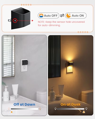 NIORSUN Night Lights Plug Into Wall, 10 Pack, 3000K, Auto On/Off, Black - color: Black, size: 10 Pack