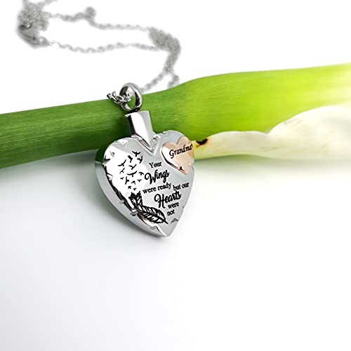 Heart Urn Necklace for Ashes Cremation Memorial Keepsake Jewelry for Loved Ones -Your Wings were Ready My Heart was Not - style: Paw Print-Uncle