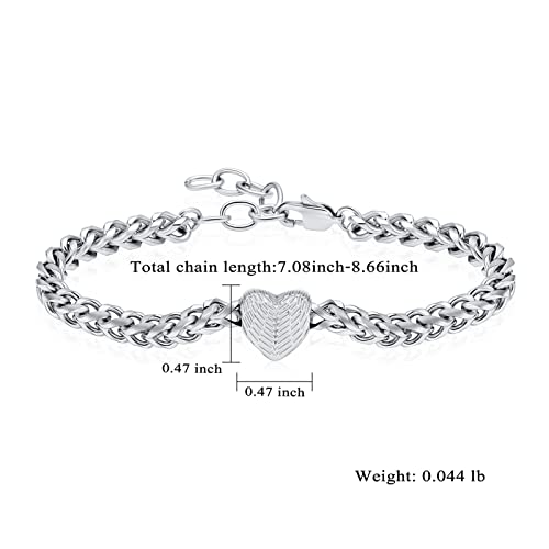 Heart Urn Link Bracelet for Ashes for Women Stainless Steel Cremation Jewelry Adjustable Keepsake Bangle Memorial Gift - color: A