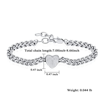 Heart Urn Link Bracelet for Ashes for Women Stainless Steel Cremation Jewelry Adjustable Keepsake Bangle Memorial Gift - color: A