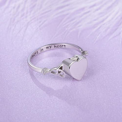 Heart Cremation Ring for Ashes: 925 Sterling Silver Forever in My Heart Carved Urn Keepake Rings Memorial Jewelry for cat and dog - size: 7, style: Blank Heart