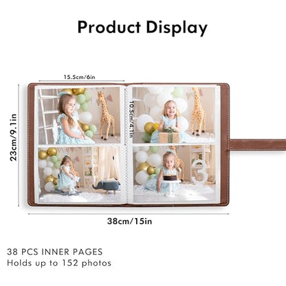 Photo Albums 4x6 Pictures – 152 Pockets Vegan Leather Cover Memory Album Book, Suitable for Family Wedding Boys Girls and Babies Storage (Brown) - color: Brown