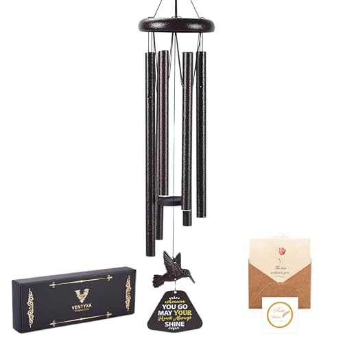 Wind Chimes for Outside – Memorial Wind Chimes 32" for Loss of Loved One with Hummingbird Spinner, Bereavement & Sympathy Gift, Soothing Tones, Bronze Finish | with Hummingbird Spinner, Bereavement & Sympathy Gift, Soothing Tones, Bronze Finish