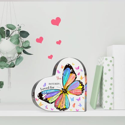11 Year Old Girl Birthday Gifts, 11th Birthday Acrylic Sign, Inspirational Butterfly Keepsake Sign for Girls Boys, Happy 11 Birthday Gifts Idea for Daughter Girls, Table Desk for Home - style: 11th Birthday